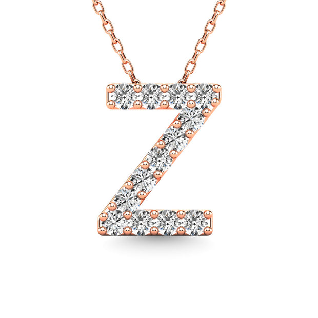 Diamond 1/8 Ct.Tw. Letter Z Pendant in 14K Rose Gold""
