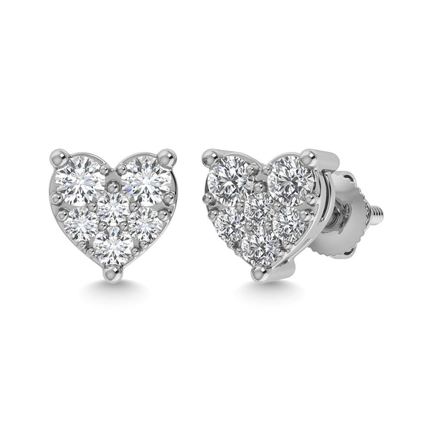 Diamond 1/5 Ct.Tw. Heart Earrings in 10K White Gold
