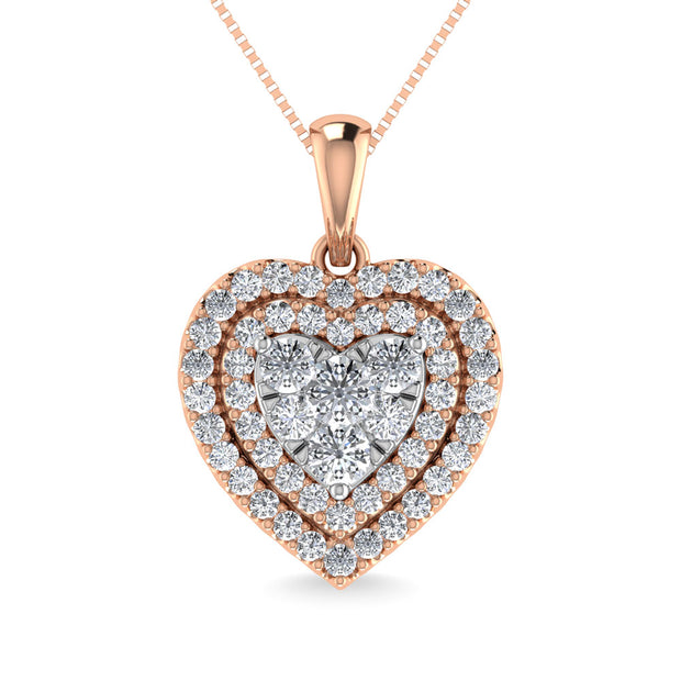 Diamond 3/4 Ct.Tw. Heart Pendant in 14K Rose Gold
