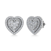 Diamond 7/8 Ct.Tw. Heart Earrings in 14K White Gold