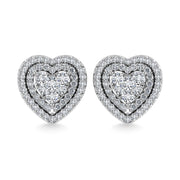 Diamond 7/8 Ct.Tw. Heart Earrings in 14K White Gold