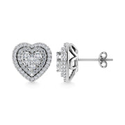 Diamond 7/8 Ct.Tw. Heart Earrings in 10K White Gold