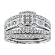 10K White Gold 1 1/2 Ct.Tw. Diamond Round and Baguette Bridal Ring