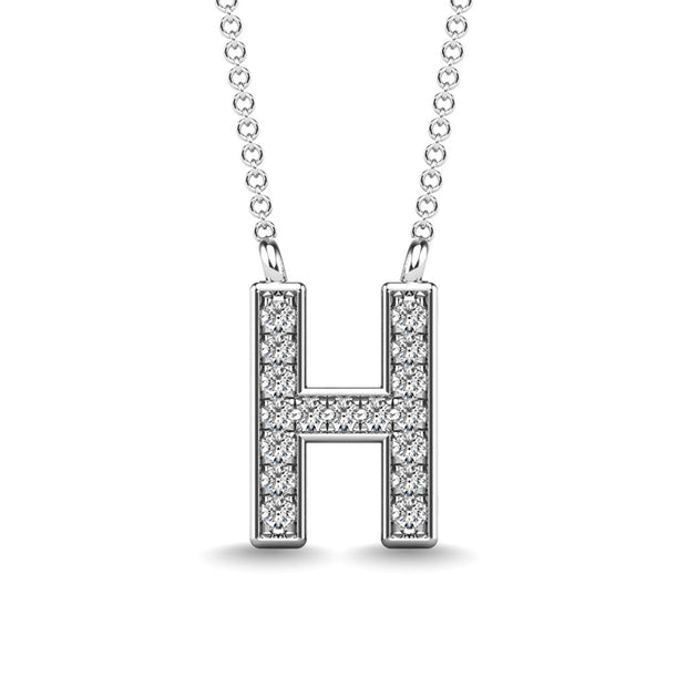 Diamond 1/20 Ct.Tw. Letter H Pendant in 10K White Gold""
