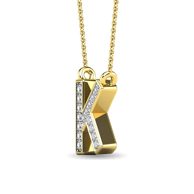 Diamond 1/20 Ct.Tw. Letter K Pendant in 10K Yellow Gold""