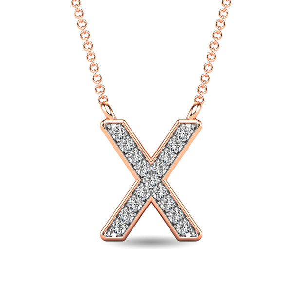 Diamond 1/20 Ct.Tw. Letter X Pendant in 10K Rose Gold""