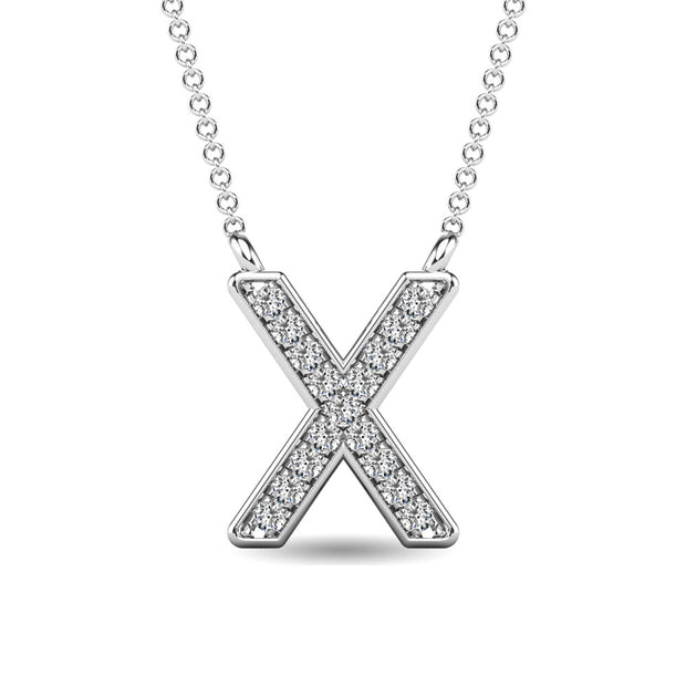 Diamond 1/20 Ct.Tw. Letter X Pendant in 10K White Gold""