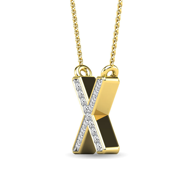 Diamond 1/20 Ct.Tw. Letter X Pendant in 10K Yellow Gold""