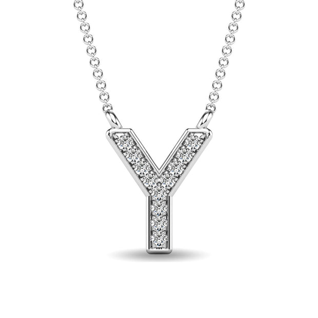 Diamond 1/20 Ct.Tw. Letter Y Pendant in 10K White Gold""