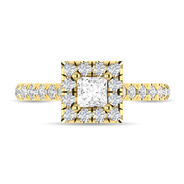 Diamond 1 Ct.Tw. Princess Shape Engagement Ring in 10K Yellow Gold