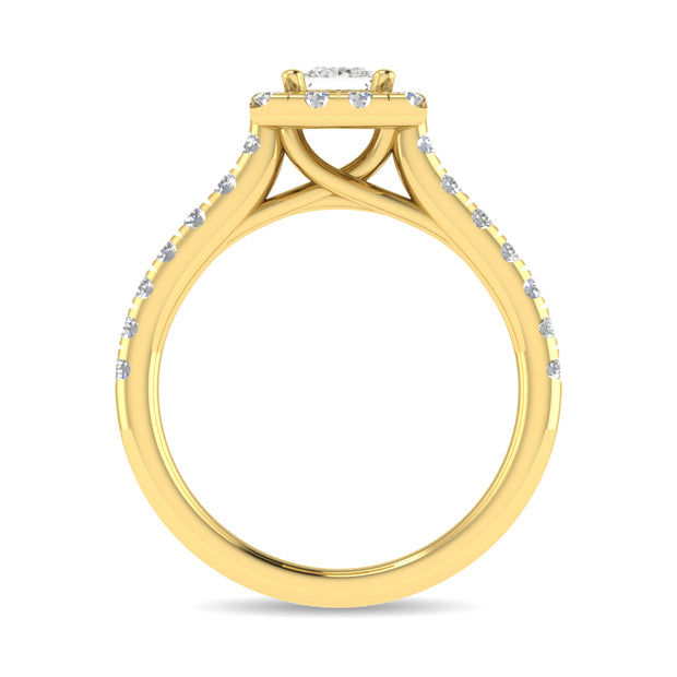 Diamond 1 Ct.Tw. Princess Shape Engagement Ring in 10K Yellow Gold