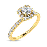Diamond 3/4 Ct.Tw. Cushion Shape Engagement Ring in 10K Yellow Gold