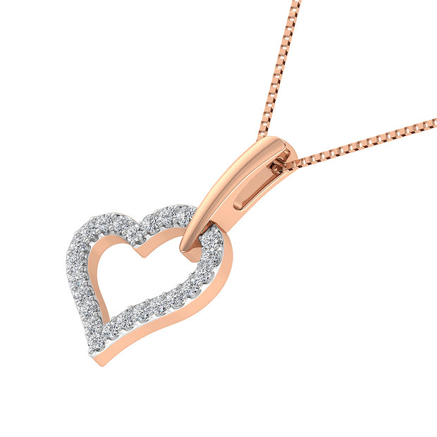 10K Rose Gold 1/10 Ct.Tw. Diamond Heart Pendant