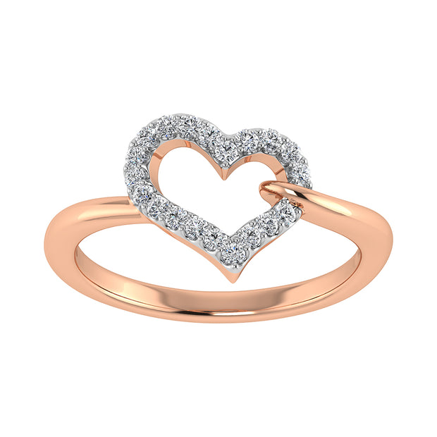 10K Rose Gold 1/6 Ct.Tw. Diamond Heart Ring