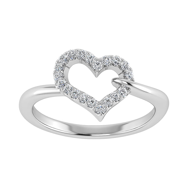 10K White Gold 1/6 Ct.Tw. Diamond Heart Ring