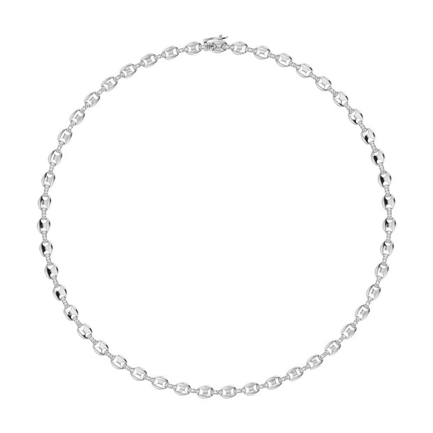 Diamond 1 1/3 Ct.Tw. Puffy Mariner Link Necklace in 14K White Gold