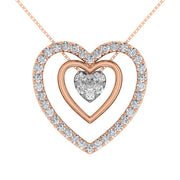 10K Rose Gold 1/2 Ct.Tw. Diamond Double Heart Pendant