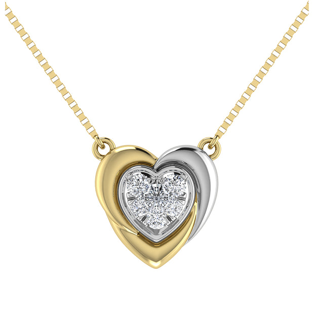 10K Two Tone 1/6.Tw. Diamond Heart Necklace