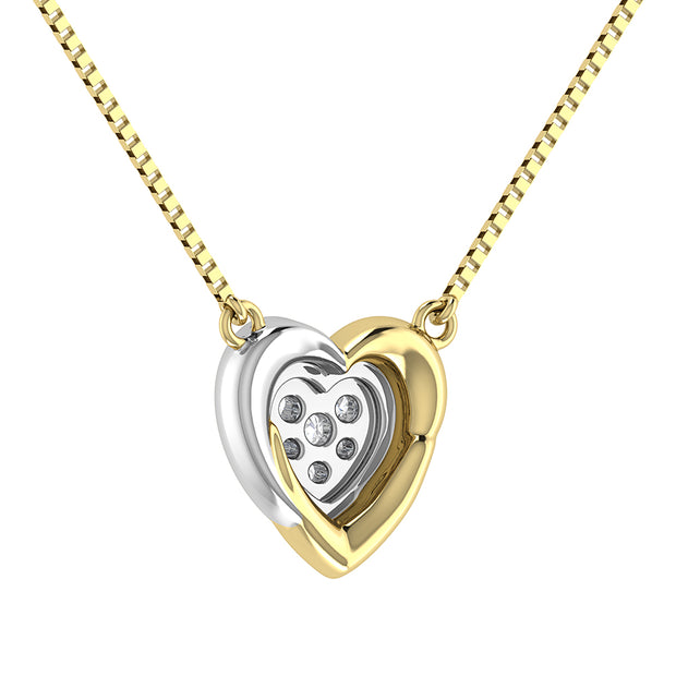 10K Two Tone 1/6.Tw. Diamond Heart Necklace