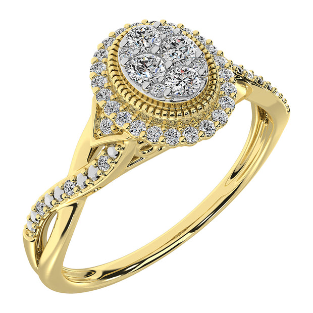 10K Yellow Gold 1/5 Ct.Tw. Diamond Oval Shape Promise Ring