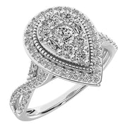 14K White Gold 1/2 Ct.Tw. Diamond Pear Shape Engagement Ring