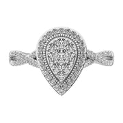 14K White Gold 1/2 Ct.Tw. Diamond Pear Shape Engagement Ring