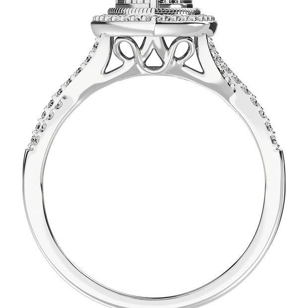 14K White Gold 1/2 Ct.Tw. Diamond Pear Shape Engagement Ring