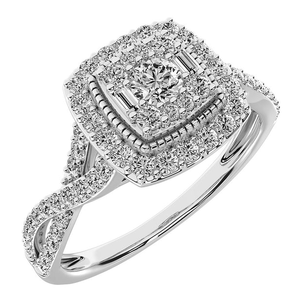 14K White Gold 1/2 Ct.Tw. Diamond Pear Shape Engagement Ring