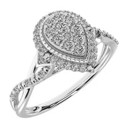 10K White Gold 1/2 Ct.Tw. Diamond Pear Shape Engagement Ring