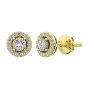 10K Yellow Gold 1/6 Ct.Tw. Diamond Halo Earrings