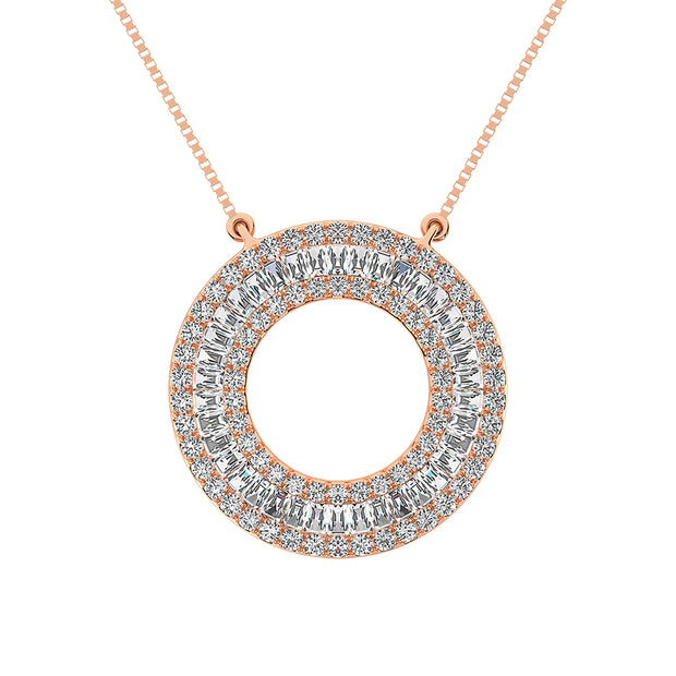 14K Rose Gold 1/2 Ct.Tw. Open Circel Fashion Necklace