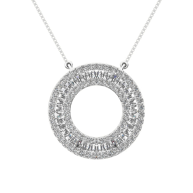 14K White Gold 1/2 Ct.Tw. Open Circel Fashion Necklace