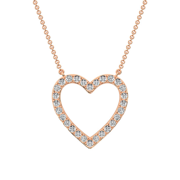 10K Rose Gold 1/2 Ct.Tw. Diamond Heart Necklace