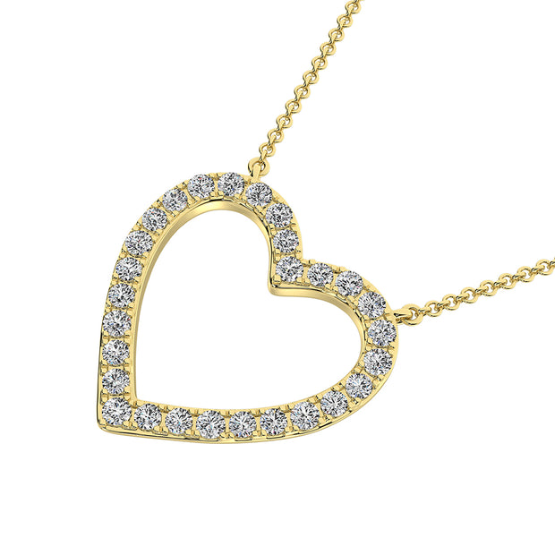 10K Yellow Gold 1/4 Ct.Tw. Diamond Heart Necklace