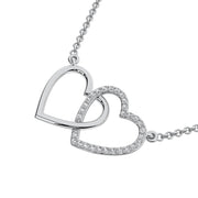 10K White Gold 1/10 Ct.Tw. Diamond Interlinked Heart Necklace