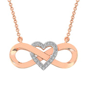 14K Rose Gold 1/4 Ct.Tw. Diamond Infinity with Heart Necklace