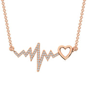 10K Rose Gold 1/6 Ct.Tw. Diamond Heartbeat Necklace