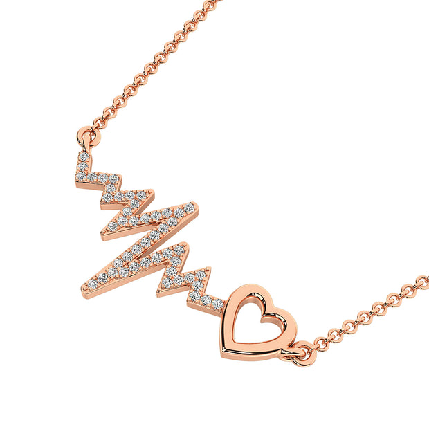 10K Rose Gold 1/6 Ct.Tw. Diamond Heartbeat Necklace