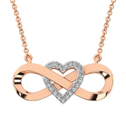 10K Rose Gold 1/20 Ct.Tw. Diamond Infinity Pendant With Heart