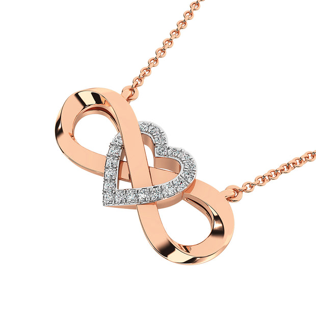 10K Rose Gold 1/20 Ct.Tw. Diamond Infinity Pendant With Heart