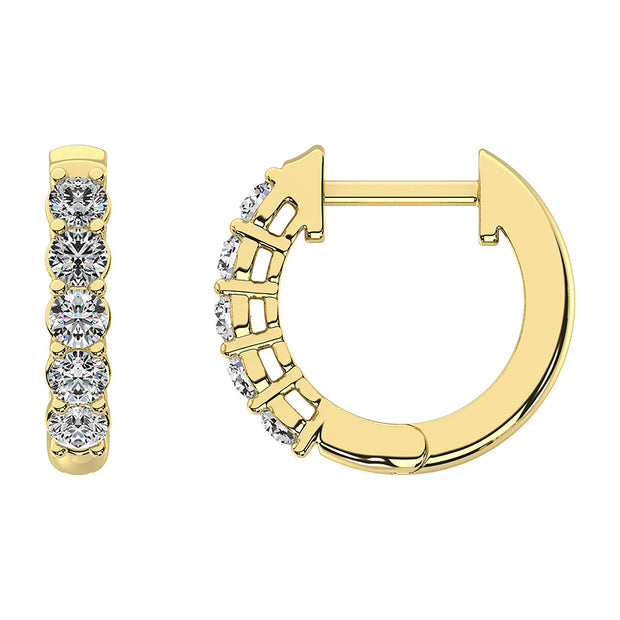 14K Yellow Gold 1/2 Ct.Tw. Diamond Hoop Earrings