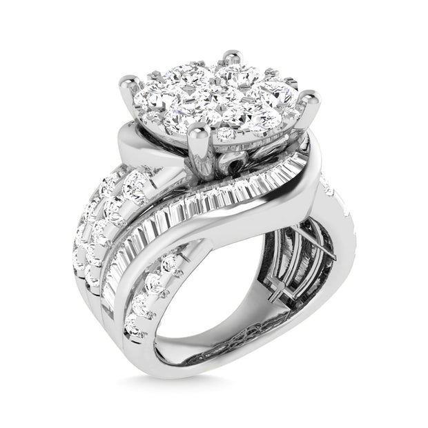 Diamond 4 Ct.Tw. Cluster Engagement Ring in 10K White Gold