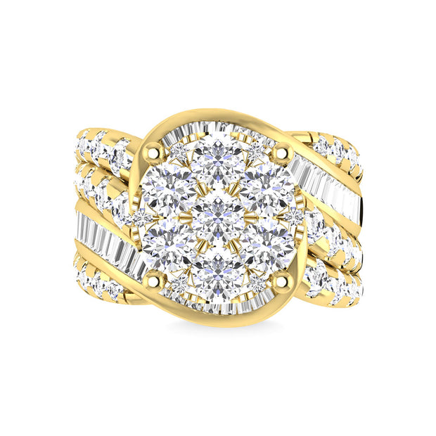 Diamond 4 Ct.Tw. Cluster Engagement Ring in 10K Yellow Gold