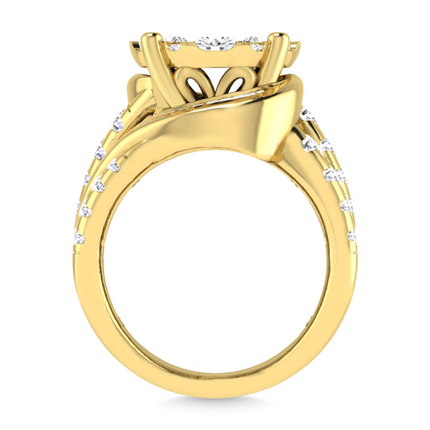 Diamond 4 Ct.Tw. Cluster Engagement Ring in 10K Yellow Gold
