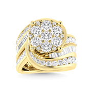 Diamond 4 Ct.Tw. Cluster Engagement Ring in 10K Yellow Gold