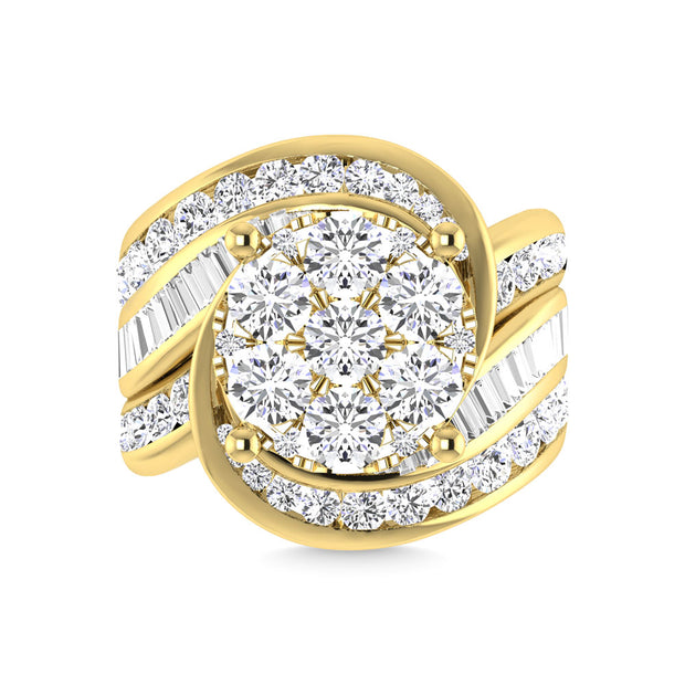 Diamond 4 Ct.Tw. Cluster Engagement Ring in 10K Yellow Gold