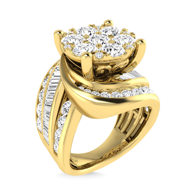 Diamond 4 Ct.Tw. Cluster Engagement Ring in 10K Yellow Gold