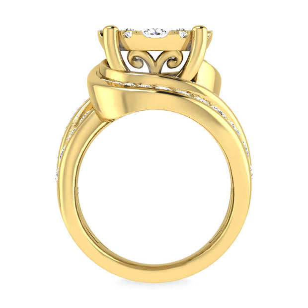 Diamond 4 Ct.Tw. Cluster Engagement Ring in 10K Yellow Gold