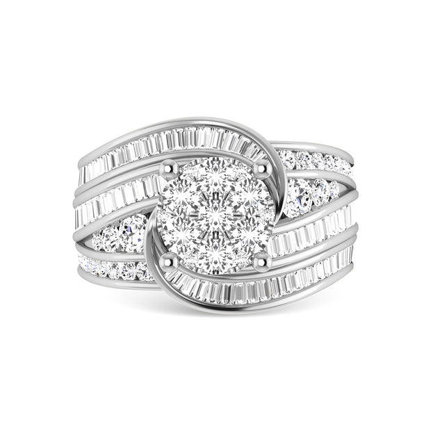 Diamond 2 Ct.Tw. Cluster Engagement Ring in 10K White Gold