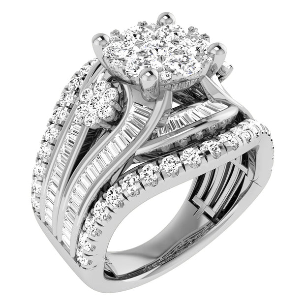 Diamond 2 Ct.Tw. Cluster Engagement Ring in 14K White Gold
